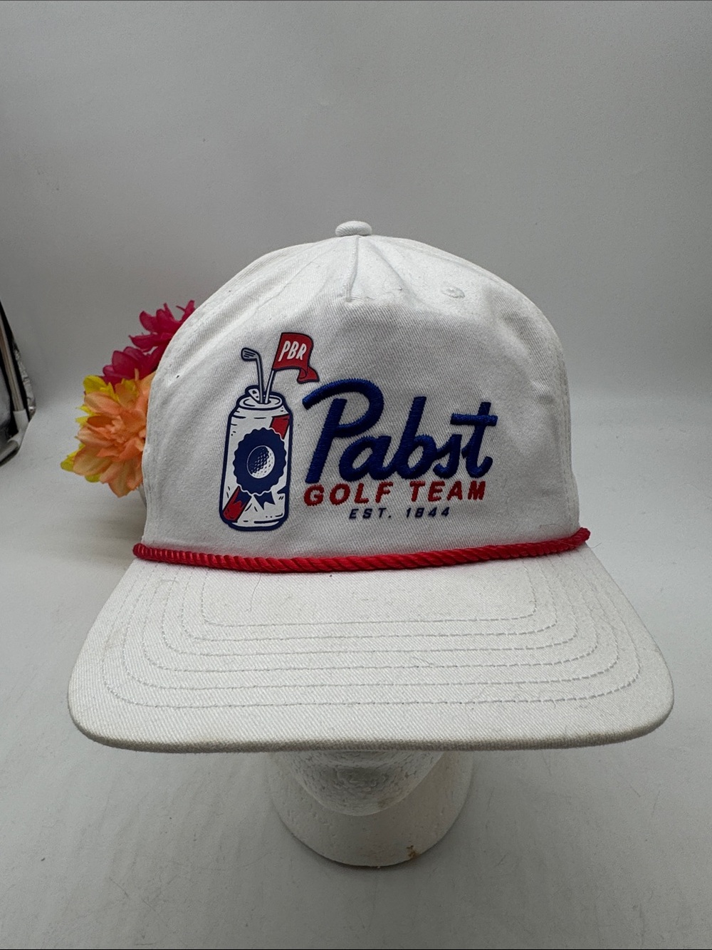 Pabst Golf Team White Rope-Trim Snapback Hat